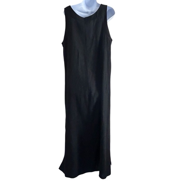 DKNY Linen Blend Sleeveless V-Neck Maxi Dress Black Womens Size L NWT - Picture 7 of 10